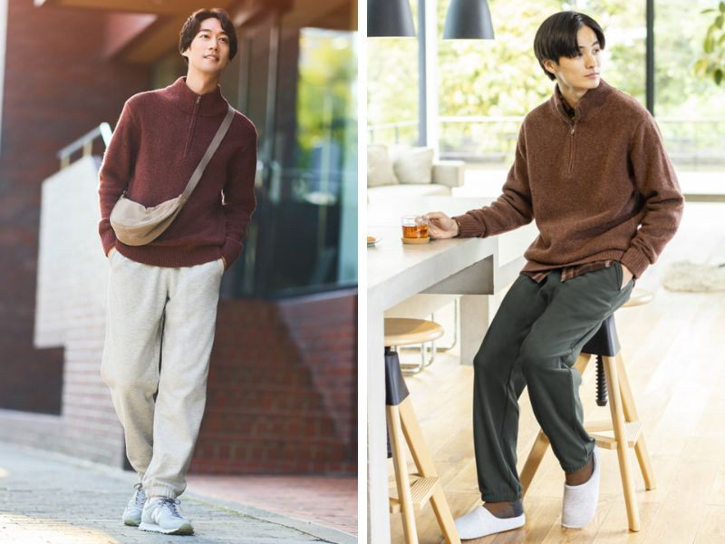 Áo len vải souffle half zip dài tay của Uniqlo