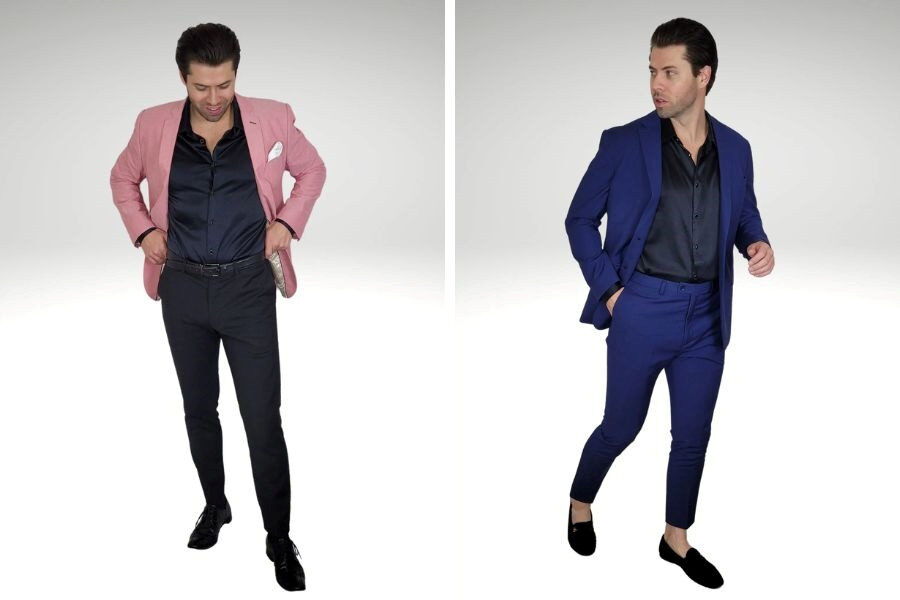 Áo sơ mi vải rũ mix cùng blazer