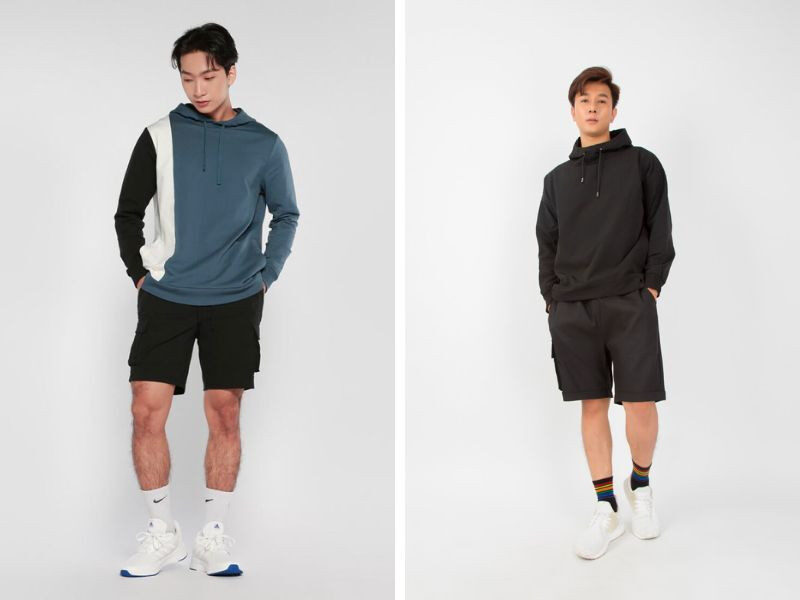 Phối áo hoodie và quần short