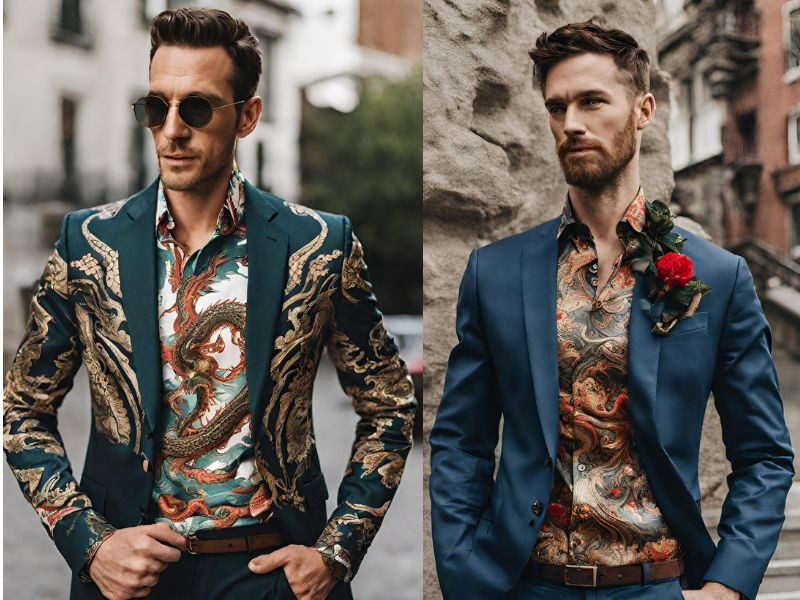 Phong cách smart-Casual cùng áo sơ mi hoạ tiết Rồng và áo Blazer