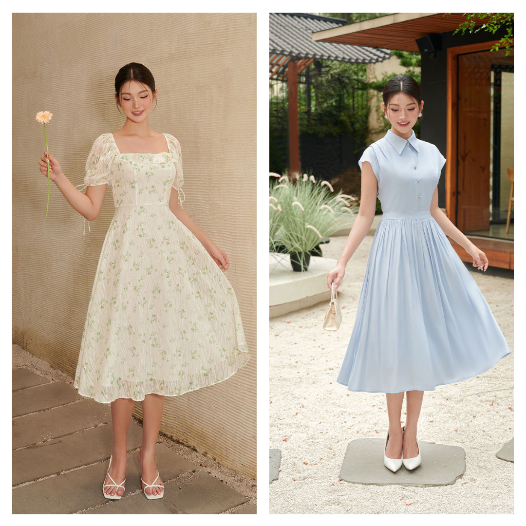 Đầm xòe - đầm công sở trẻ trung, thướt tha