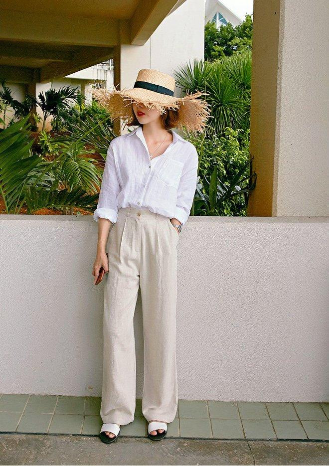 Phối sơ mi với quần ống suông