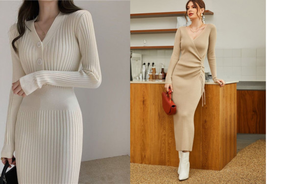 Váy ôm cổ V tinh tế và thanh lịch