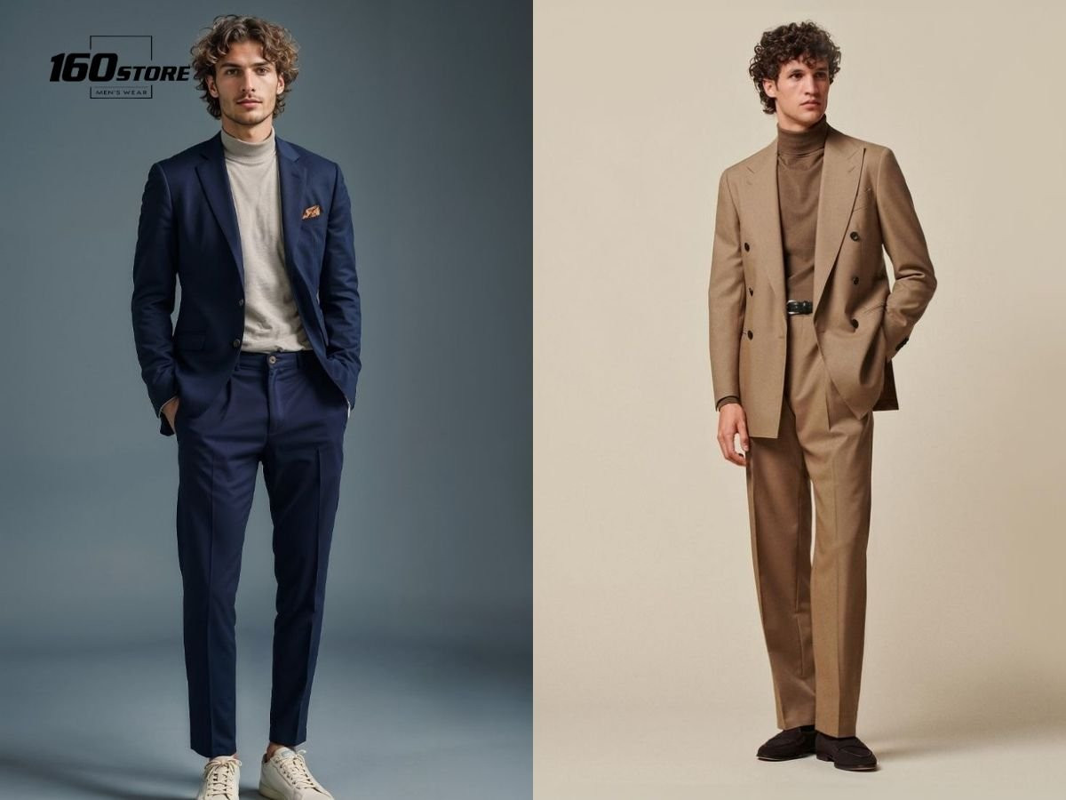 Áo blazer kết hợp áo cổ lãnh và quần tây