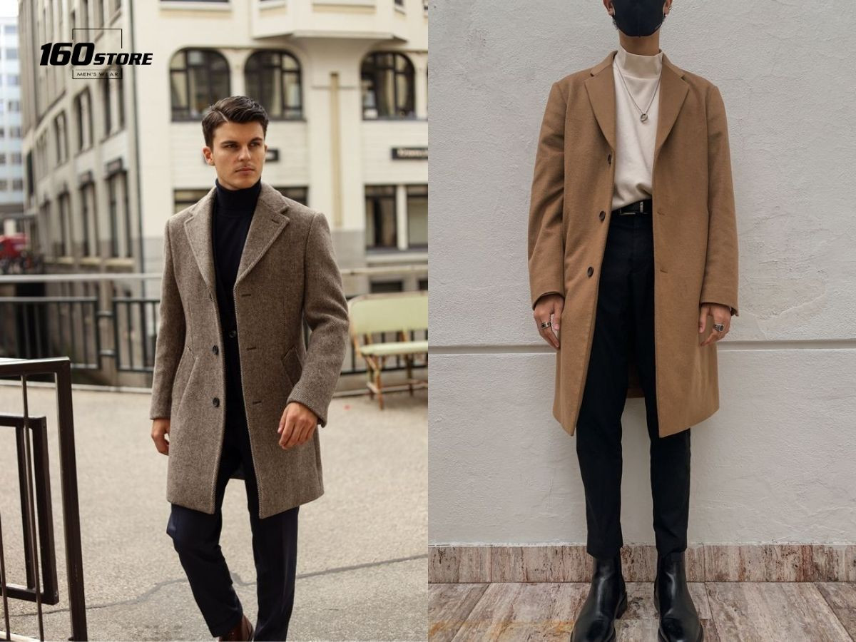 Phối đồ với áo mang tô dáng dài, áo cổ lãnh và quần tây cho chàng trai Romantic