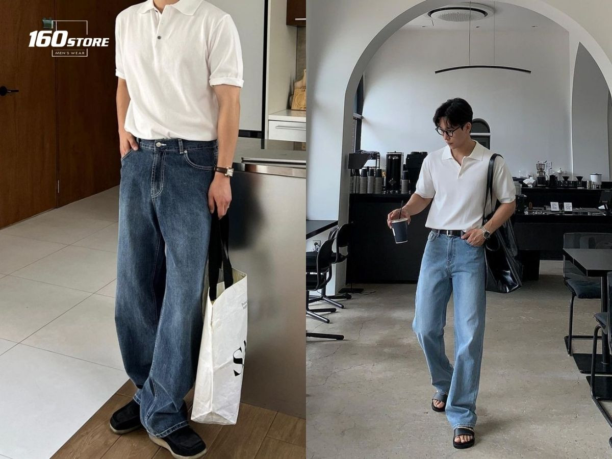 Trẻ trung nhưng vẫn đầy thanh lịch với áo polo và quần jeans ống rộng