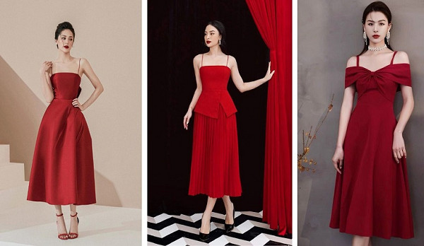 Mẫu váy đầm đỏ dự tiệc tỏa sáng, sang trọng, ưa chuộng.