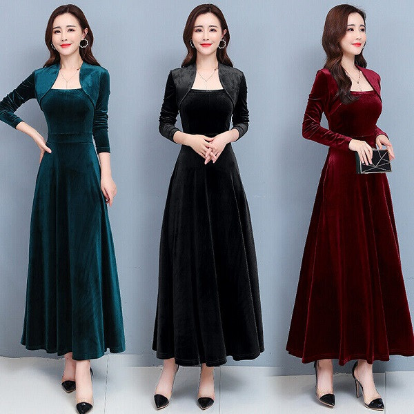 Những mẫu đầm nhung dự tiệc đẹp, cao cấp, tôn dáng