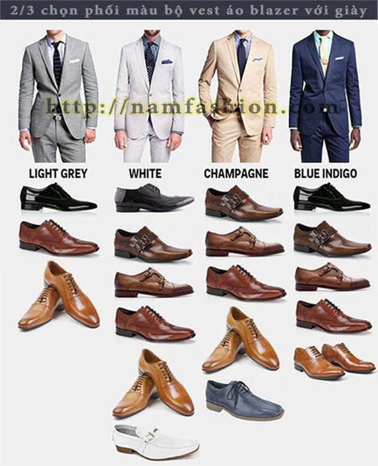Phối màu bộ vest áo blazer với giày
