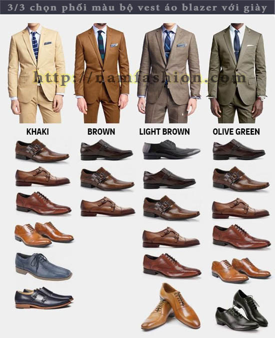 Phối màu bộ vest áo blazer với giày